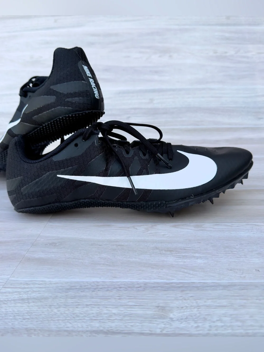 Nike Zoom Rival S Track Spikes Men’s 9.5 Black White Sprint Shoes w/ Bag